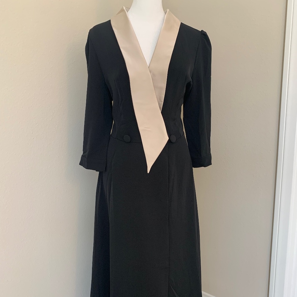 V Neck Business Casual A line Midi Dress